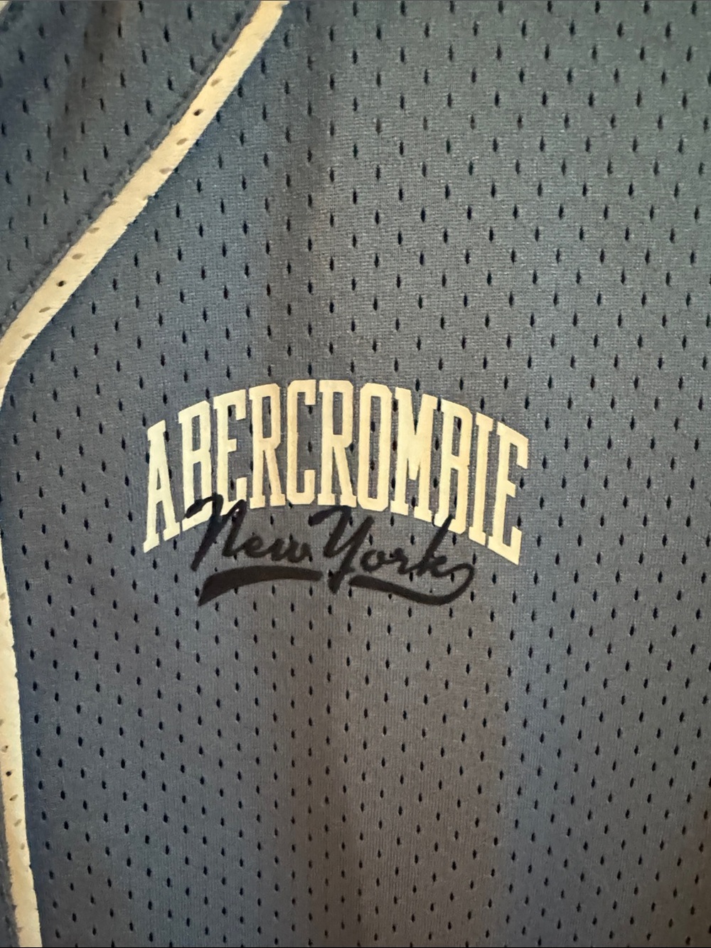 Brand new w/out tags. Abercrombie & Fitch Blue Button-Front Mesh Baseball Jersey - Picture 3 of 6